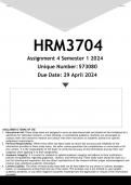 HRM3704 Assignment 4 (ANSWERS) Semester 1 2024 - DISTINCTION GUARANTEED