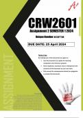 CRW2601 assignment 2 semester 1 2024 (Quiz)