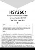 HSY2601 Assignment 4 (ANSWERS) Semester 1 2024 - DISTINCTION GUARANTEED