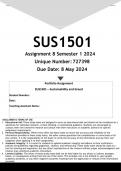 SUS1501 Assignment 8 PORTFOLIO (ANSWERS) Semester 1 2024 - DISTINCTION GUARANTEED