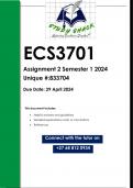 ECS3701 Assignment 2 (QUALITY ANSWERS) Semester 1 2024