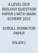 A LEVEL 2023 OCR BIOLOGY QUESTION PAPER 1 WITH MARK SCHEME 