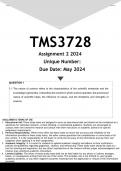TMS3728 Assignment 2 (ANSWERS) 2024 - DISTINCTION GUARANTEED