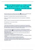 CODE OF PROFESSIONAL ETHICS FOR REHABILITATION COUNSELORS PRACTICE QUESTIONS AND DETAILED ANSWERS