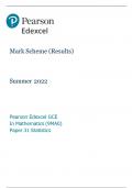 Pearson Edexcel GCE In Mathematics (9MA0) Paper 31 Statistics markscheme