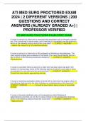 ATI MED SURG PROCTORED EXAM 2024 | 2 DIFFERENT VERSIONS | 200 QUESTIONS AND CORRECT ANSWERS (ALREADY GRADED A+) | PROFESSOR VERIFIED