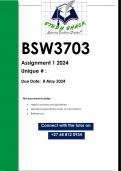 BSW3703 Assignment 1 (QUALITY ANSWERS) 2024