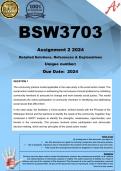 BSW3703 Assignment 2 (COMPLETE ANSWERS) 2024 - DUE  June 2024