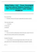 Global Politics: Unit 1 - Power, Sovereignty  and International Relations Questions &  100% Correct Answers | Latest Update |  Graded A+