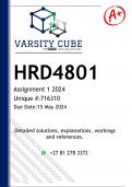 HRD4801 Assignment 1 (DETAILED ANSWERS) 2024 - DISTINCTION GUARANTEED 