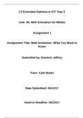 Unit 39 Web Animation for iMedia, All Assignments, All Criteria Achieved