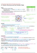C1 Atomic Structure and the Periodic Table Summary Notes