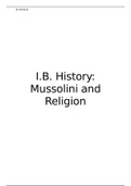 I.B. History Paper 3 H.L. Europe in the Inter-war Years: Italy's Religious Policies