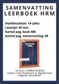 Samenvatting Leerboek HRM Kluijtmans 7e Druk 2017