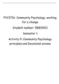  PYC3716 - Community Psychology: Working For Change (Activity 9) 