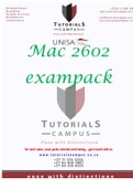 Exam (elaborations) MAC2602 - Principles Of Strategy, Risk & Financial Management Techniques (MAC2602) Exam Pack specific for Nov2021 Exam