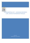 FUNDAMENTALS OF  CANADIAN BUSINESS LAW, 2ND ED TESTBANK BY WILLES
