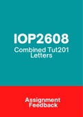 IOP2608 - Assignment Tut201 feedback (Questions & Answers) (2018-2020)