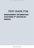  MIS 5th Edition Management Information Systems by Hossein Bidgoli Latest Test Bank