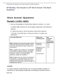 AP Brinkley 15e Answers to AP Short Answer Test Bank Questions and answers