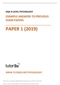 AQA A-LEVEL PSYCHOLOGY EXAMPLE ANSWERS TO PREVIOUS EXAM PAPERS PAPER 1 (2019)| 2022 UPDATE 100% CORRECT