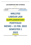 MRL3702 SUPPLEMENTARY PORTFOLIO MEMO - SEMESTER 1 2022 UNISA