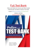 Policy and Politics for Nurses and Other Health Professionals 3rd Edition Nickitas Test Bank