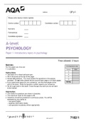 AQA  A-level PSYCHOLOGY Paper 1 Introductory topics in psychology 2021