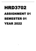 HRD3702 - Management Of Training And Development (HRD3702) ASSIGNMENT 1 SEMESTER 01 YEAR 2022
