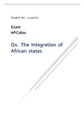 Essay APC2601 - Integration of African States and the African Union in the African state