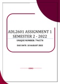 ADL2601 ASSIGNMENT 1 SEMESTER 2 - 2022 (796578)
