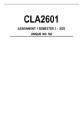CLA2601 Assignment 1 Semester 2 2022