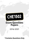 CHE1502 - Exam Questions PACK (2014-2021)