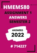 HMEMS80 Assignment 1 (Solutions) For Semester 2 (2022) Included too, is Semester 1 Assignment 1 (to give you more comparisons) 