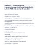 ONS/ONCC Chemotherapy Immunotherapy Certificate Study Guide Latest 2022 with complete solution