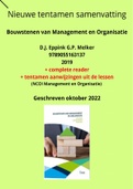 Nieuwe (okt 2022) tentamen samenvatting Bouwstenen van management en organisatie - NCOI management en organisatie - plus reader en tentamenaanwijzingen