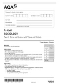 AQA A-level SOCIOLOGY Paper 3 Crime and Deviance with Theory and Methods 7192-3-QP-Sociology-A-13Jun22