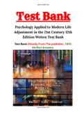 Psychology Applied to Modern Life Adjustment in the 21st Century 12th Edition Weiten Test Bank