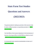 State Farm Test Studies Questions and Answers 2022/2023 complete solution ( A+ GRADED 100% VERIFIED)