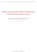 Med surg hesi exit exam latest 2022 test bank with rationalescomplete a guide complete a guide Q&A