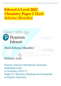 Edexcel A Level 2022 Chemistry Paper 1 Mark Scheme (Results)