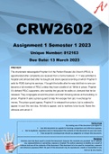 CRW2602 Assignment 1 Semester 1 2023  (812163)