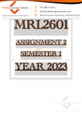 Exam (elaborations) MRL2601 - ENTREPRENEURIAL LAW (MRL2601) 