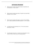Chemistry worksheet on calculating the PH of a solution
