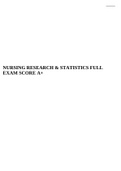 NURSING RESEARCH & STATISTICS FULL EXAM SCORE A+.