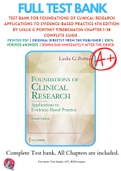 Test Bank For Foundations of Clinical Research Applications to Evidence-Based Practice 4th Edition By Leslie G Portney 9780803661134 Chapter 1-38 Complete Guide .