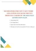 2023 HESI RN TEST BANK PEDIATRIC V1  KEY WORD AND ANSWERS Next Generation Format ALL 100% CORRECT – GUARANTEED A++ 