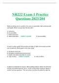 NR222 Exam 1 Practice Questions 2023/204