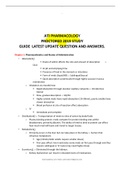  ATI PHARMACOLOGY   PROCTORED 2019 STUDY  GUIDE  LATEST UPDATE QUESTION AND ANSWERS.   Chapter 1: Pharmacokinetics and Routes of Administration  •	Absorption 	Route of admin affects the rate and amount of absorptiono Oral:  	GI pH and emptying time  