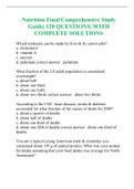 Nutrition Final Comprehensive Study Guide| 120 QUESTIONS| WITH COMPLETE SOLUTIONS